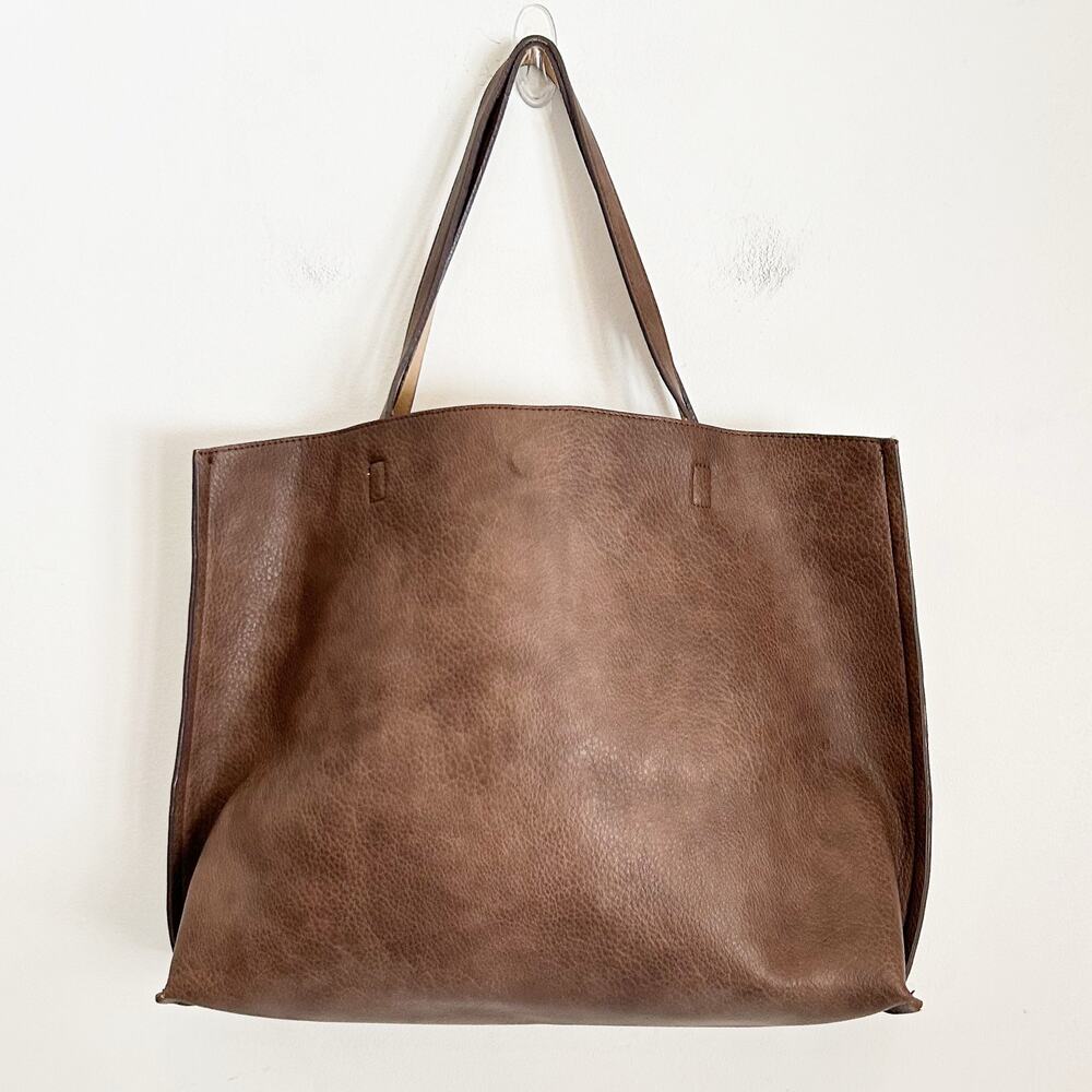 Unlabeled Reversable Two Tone Tote Bag Beige Pink